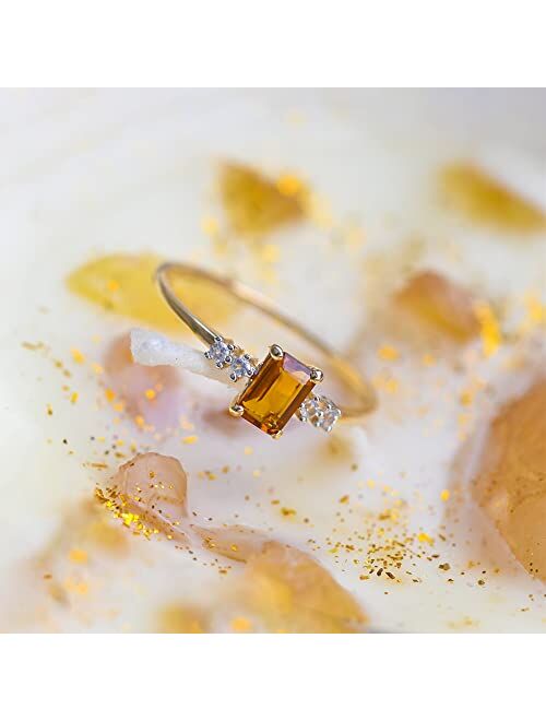 YoTreasure Healing Crystal Citrine & White Topaz 10kt Yellow Gold Engagement Ring