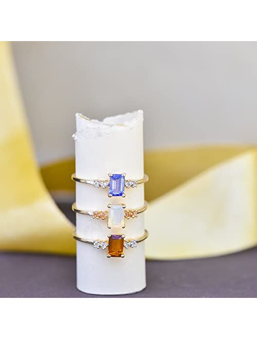 YoTreasure Healing Crystal Citrine & White Topaz 10kt Yellow Gold Engagement Ring