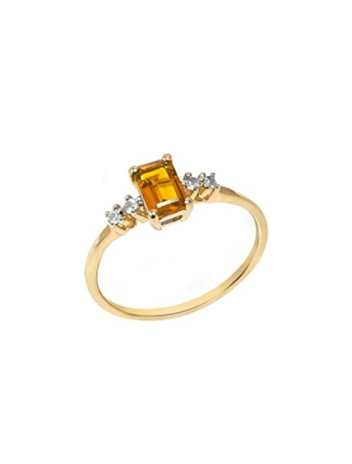 YoTreasure Healing Crystal Citrine & White Topaz 10kt Yellow Gold Engagement Ring