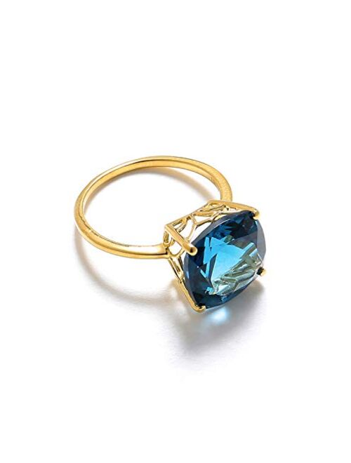 YoTreasure 7.50 ct. t.w London Blue Topaz Solitaire Chunky Ring 10kt Yellow Gold