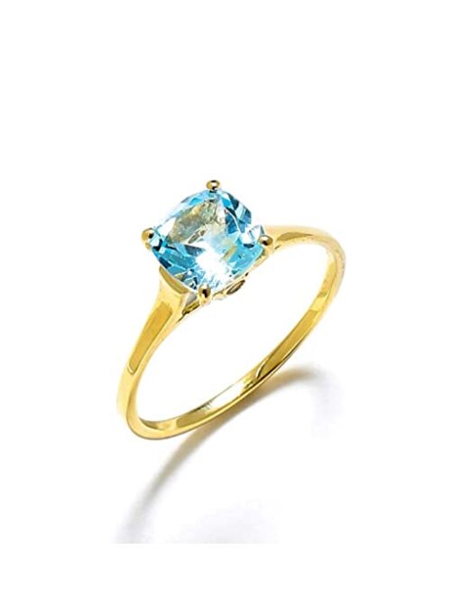 YoTreasure 1.74 Ct. Sky Blue Topaz Solid 10k Yellow Gold Solitaire Ring Jewelry