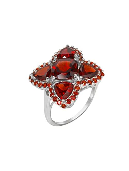 YoTreasure 5.98 Ct. Red Garnet 925 Sterling Silver Cocktail Ring Jewelry