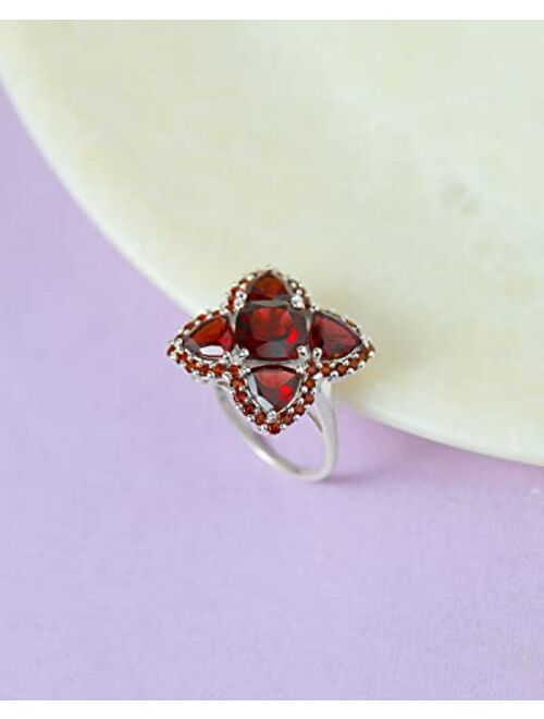 YoTreasure 5.98 Ct. Red Garnet 925 Sterling Silver Cocktail Ring Jewelry