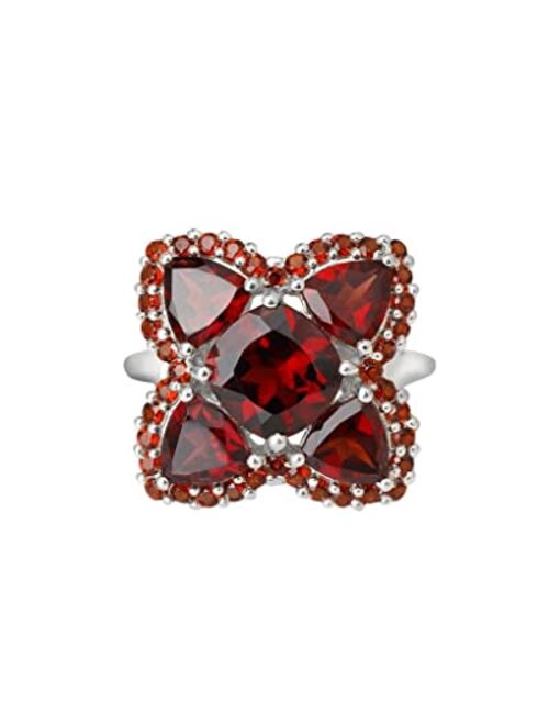 YoTreasure 5.98 Ct. Red Garnet 925 Sterling Silver Cocktail Ring Jewelry