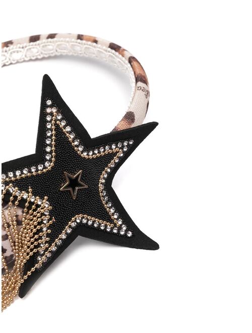 Monnalisa leopard-print star-embellished head band