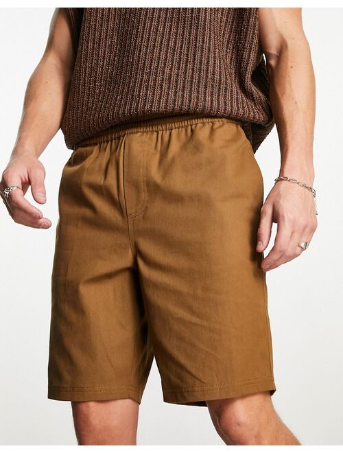 COLLUSION pull on shorts in tan