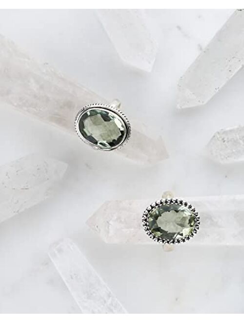 YoTreasure Green Amethyst Solid 925 Sterling Silver Bold Ring Jewelry