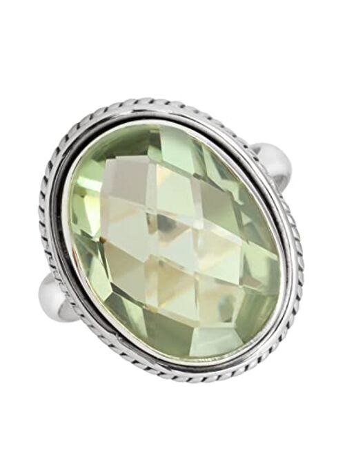 YoTreasure Green Amethyst Solid 925 Sterling Silver Bold Ring Jewelry