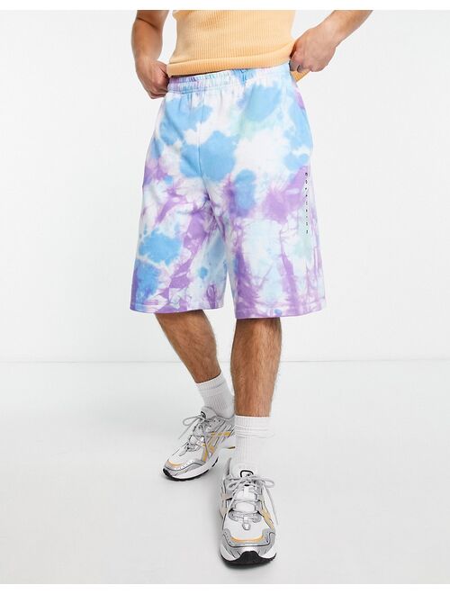 COLLUSION oversized shorts with logo print in tie dye - part of a set