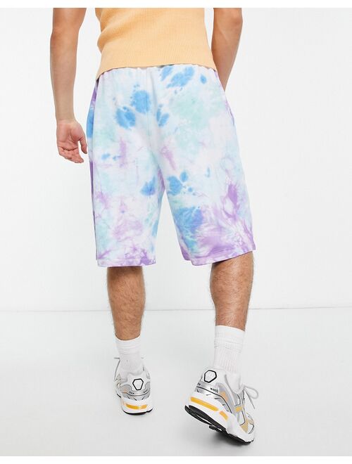 COLLUSION oversized shorts with logo print in tie dye - part of a set