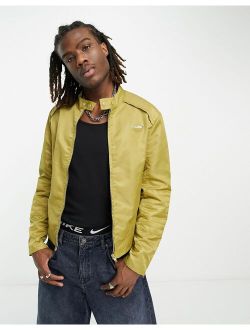 Nylon biker jacket in olive green