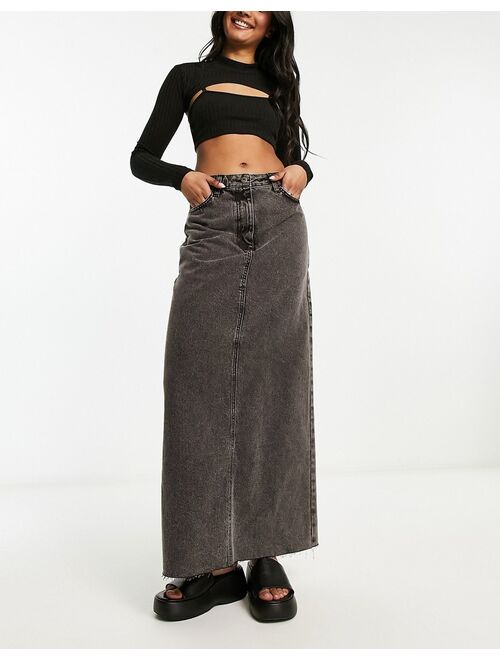 COLLUSION long maxi denim skirt in washed black