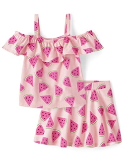 baby-girls And Toddler Girls Short Sleeve Shirt and Shorts, 2pc Set
