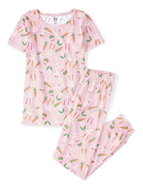 The Children's Place Baby Girls' Sort Sleeve Top & Pants Easter Family Pajama Set