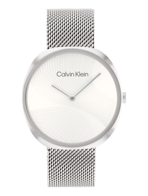 CALVIN KLEIN Women's 2-Hand Silver-Tone Stainless Steel Mesh Bracelet Watch 36mm