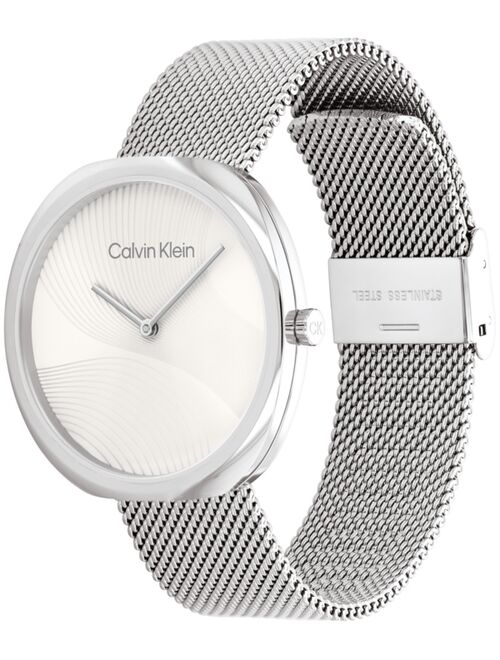 CALVIN KLEIN Women's 2-Hand Silver-Tone Stainless Steel Mesh Bracelet Watch 36mm