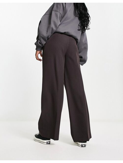 COLLUSION pinstripe tailored baggy pants in brown