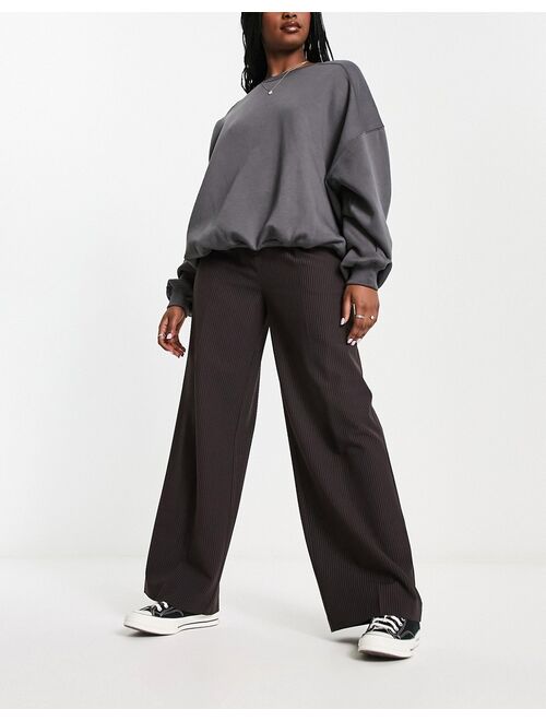 COLLUSION pinstripe tailored baggy pants in brown