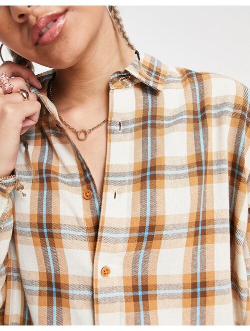 COLLUSION oversized check shirt in beige