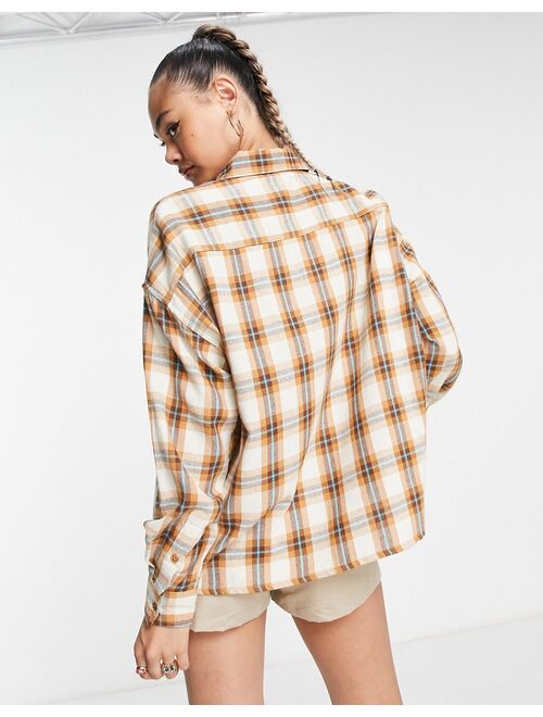 COLLUSION oversized check shirt in beige