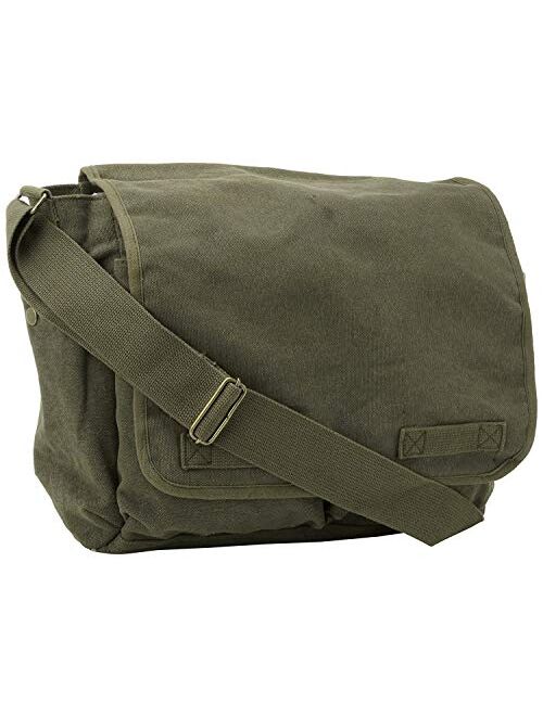 Army Universe ARMYU Olive Green Original Heavyweight Cotton Canvas Classic Heavyweight Military Messenger Bag + Streamer