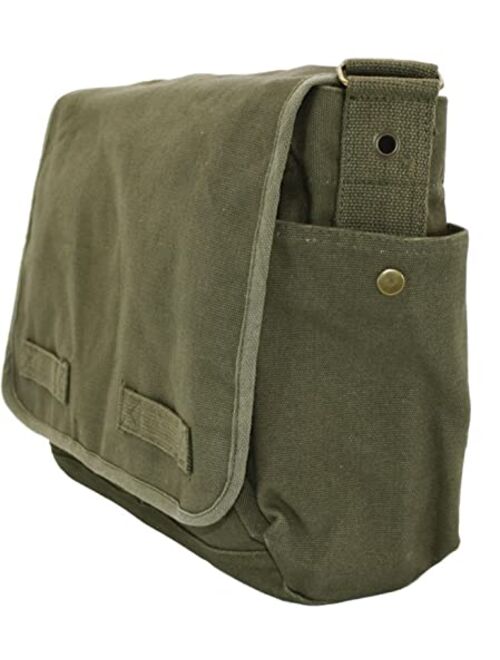 Army Universe ARMYU Olive Green Original Heavyweight Cotton Canvas Classic Heavyweight Military Messenger Bag + Streamer