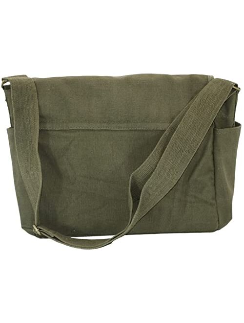 Army Universe ARMYU Olive Green Original Heavyweight Cotton Canvas Classic Heavyweight Military Messenger Bag + Streamer