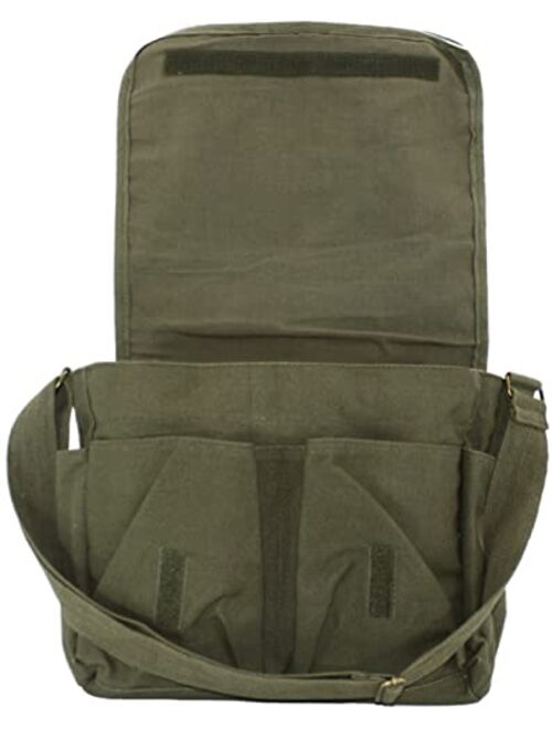 Army Universe ARMYU Olive Green Original Heavyweight Cotton Canvas Classic Heavyweight Military Messenger Bag + Streamer