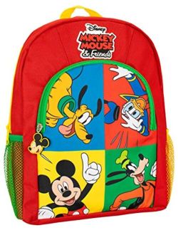 Boys Mickey Mouse Pluto Donald Duck and Goofy Backpack One Size Red