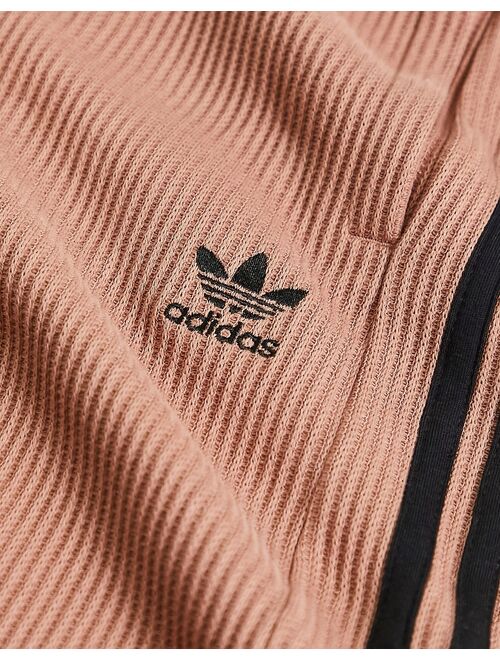 adidas Originals waffle three stripe shorts in brown