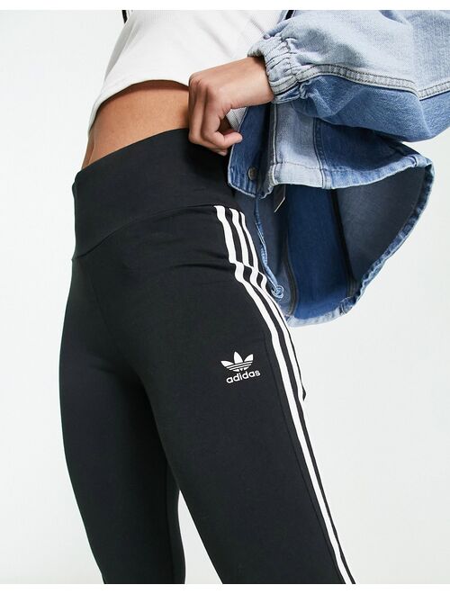 adidas Originals 3-Stripes cropped flare leggings in black