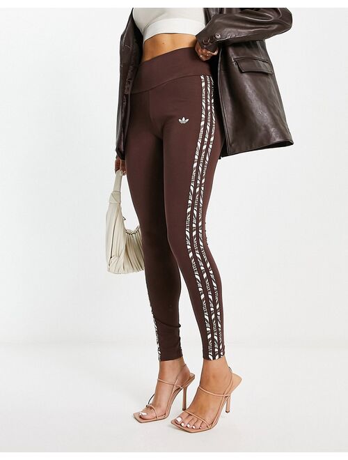 adidas Originals Animal Abstract leggings in brown