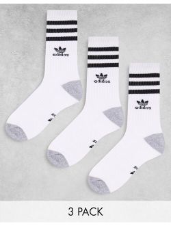 Roller 2.0 3 pack crew socks in white