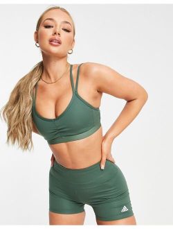performance adidas Yoga Essentials low support sports bra in green