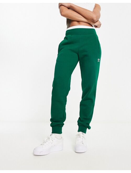 adidas Originals essentials trefoil joggers in dark green