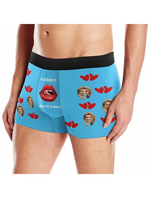 YFgohighhh Custom Boxer Brief Black Boxer Brief with Face Love Hearts Men Boxer with Noveltys Size XS-5XL