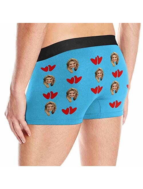 YFgohighhh Custom Boxer Brief Black Boxer Brief with Face Love Hearts Men Boxer with Noveltys Size XS-5XL