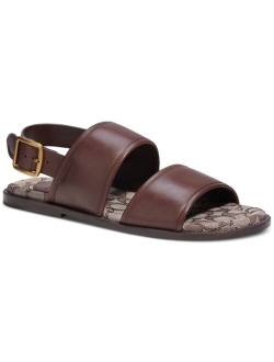 Men's Leather Two-Strap Sandal with Signature Jacquard Footbed