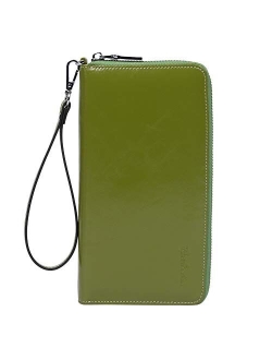 Leather Wallets for Women RFID Blocking Zip Around Credit Card Holder Phone Wristlet Clutch