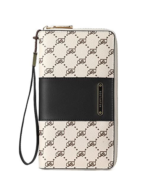 BOSTANTEN Leather Wallets for Women RFID Blocking Zip Around Credit Card Holder Phone Wristlet Clutch