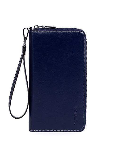 BOSTANTEN Leather Wallets for Women RFID Blocking Zip Around Credit Card Holder Phone Wristlet Clutch