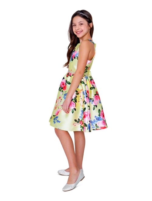 RARE EDITIONS Big Girls Printed Floral Mikado A-line Dress