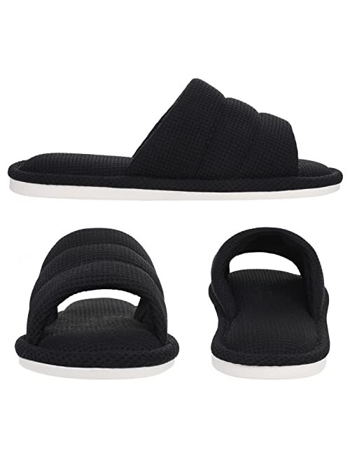 shevalues Summer House Slippers for Women Men Breathable Waffle Indoor Slippers Slip-on Open Toe Home Shoes