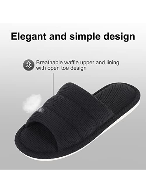 shevalues Summer House Slippers for Women Men Breathable Waffle Indoor Slippers Slip-on Open Toe Home Shoes