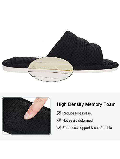 shevalues Summer House Slippers for Women Men Breathable Waffle Indoor Slippers Slip-on Open Toe Home Shoes