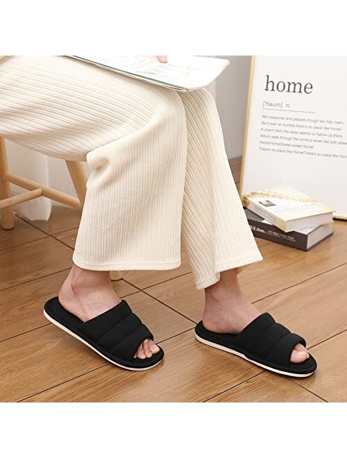 shevalues Summer House Slippers for Women Men Breathable Waffle Indoor Slippers Slip-on Open Toe Home Shoes