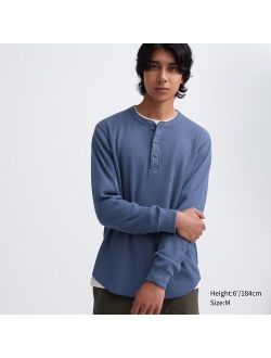 Waffle Henley Neck Long-Sleeve T-Shirt