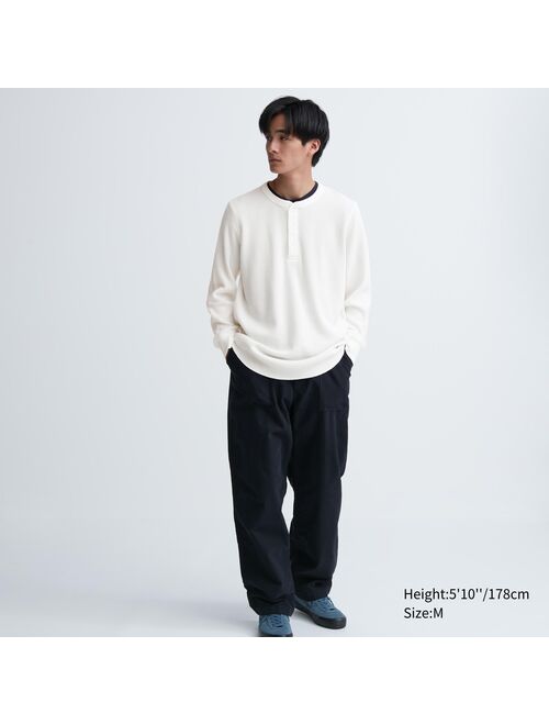 UNIQLO Waffle Henley Neck Long-Sleeve T-Shirt