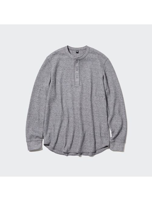 UNIQLO Waffle Henley Neck Long-Sleeve T-Shirt