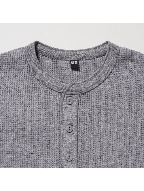 UNIQLO Waffle Henley Neck Long-Sleeve T-Shirt